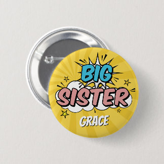 Badge Rond 5 Cm Boy Comic Book Superhero Baby shower Big Sister