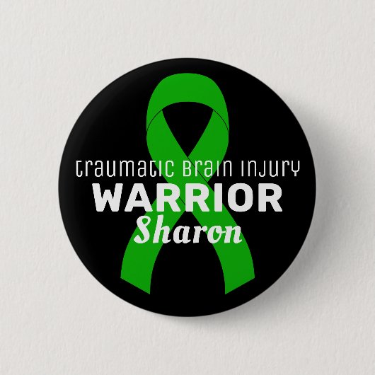 Badge Rond 5 Cm Brain Traumatique Brain Blessé Guerrier Ruban Noir (Devant)