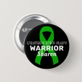 Badge Rond 5 Cm Brain Traumatique Brain Blessé Guerrier Ruban Noir (Devant & derrière)