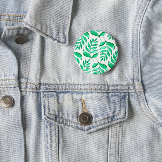 Badge Rond 5 Cm Branches d'aquarelle simples - vert (En situation)