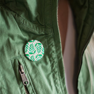 Badge Rond 5 Cm Branches d'aquarelle simples - vert
