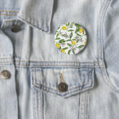 Badge Rond 5 Cm Branches de citron avec fleurs et fruits sur blanc (En situation)
