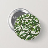 Badge Rond 5 Cm Branches d'olive sur blanc (Devant & derrière)
