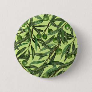Badge Rond 5 Cm Branches d'olive sur le vert miel