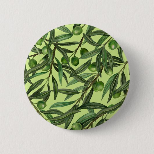 Badge Rond 5 Cm Branches d'olive sur le vert miel (Devant)