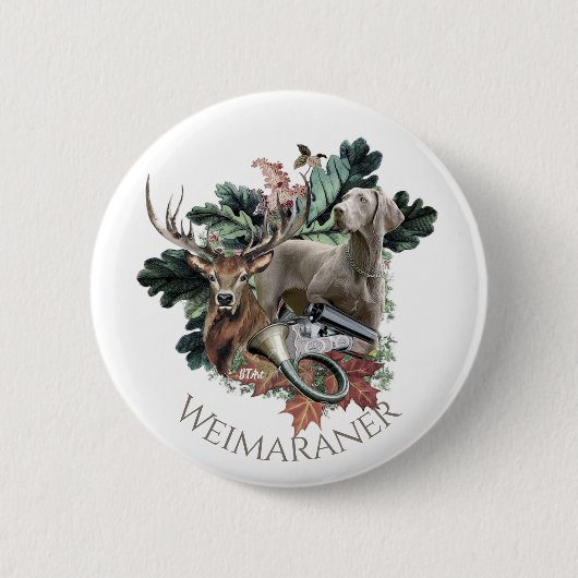 Badge Rond 5 Cm  Braque de Weimar  (Devant)