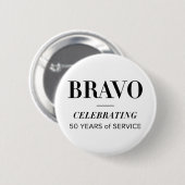 Badge Rond 5 Cm BRAVO 50e bouton blanc (Devant & derrière)