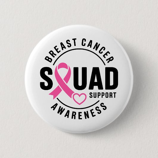 Badge Rond 5 Cm Breast Cancer Awareness Squad Support (Devant)