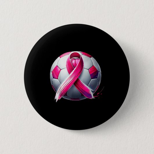 Badge Rond 5 Cm Breast Cancer Soccer Ball Nk Ribbon Kick For A (Devant)