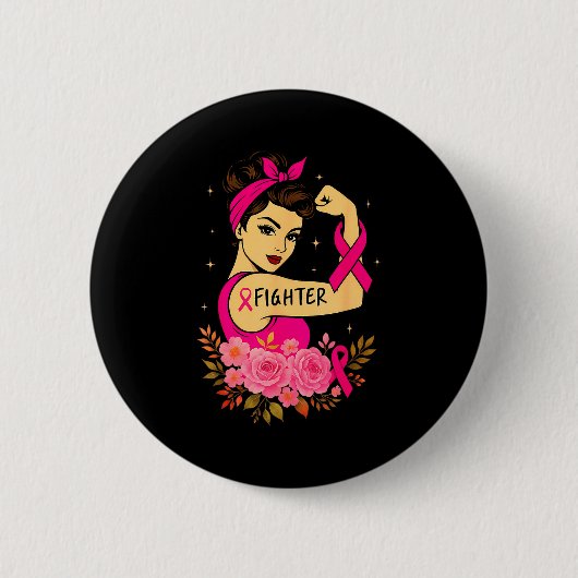 Badge Rond 5 Cm Breast Cancer Survivor Rosie Riveter Nk Awareness (Devant)