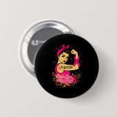 Badge Rond 5 Cm Breast Cancer Survivor Rosie Riveter Nk Awareness (Devant & derrière)