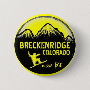 Badge Rond 5 Cm Breckenridge Colorado jaune snowboard bouton art