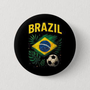 Badge Rond 5 Cm Brésil Drapeau Brésilien Brasil Football Footbyll