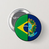 Badge Rond 5 Cm Brésil Drapeau et blason Patriotique (Devant & derrière)