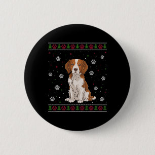Badge Rond 5 Cm Bretagne Espagnol Chandail de Noël Xmas Animal ani