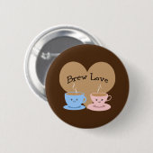 Badge Rond 5 Cm Brew Love ! Coffee Mugs (Devant & derrière)