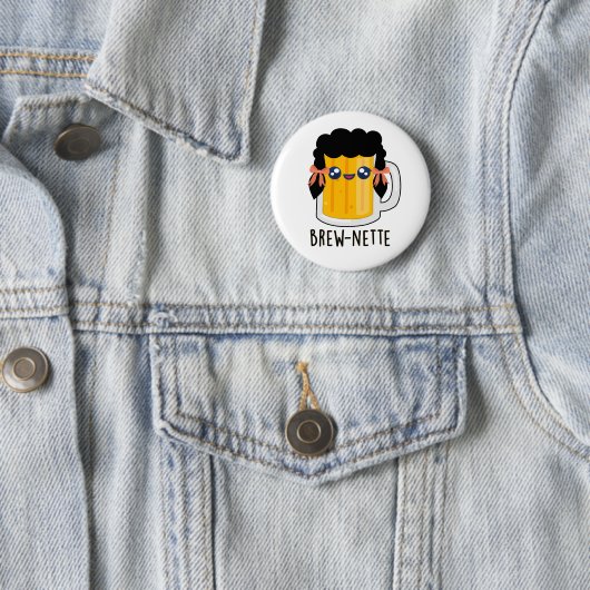 Badge Rond 5 Cm Brew-nette Funny Brunette Pun à bières (En situation)