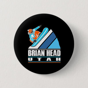 Badge Rond 5 Cm Brian Head Utah - Snowboardeur Vintage