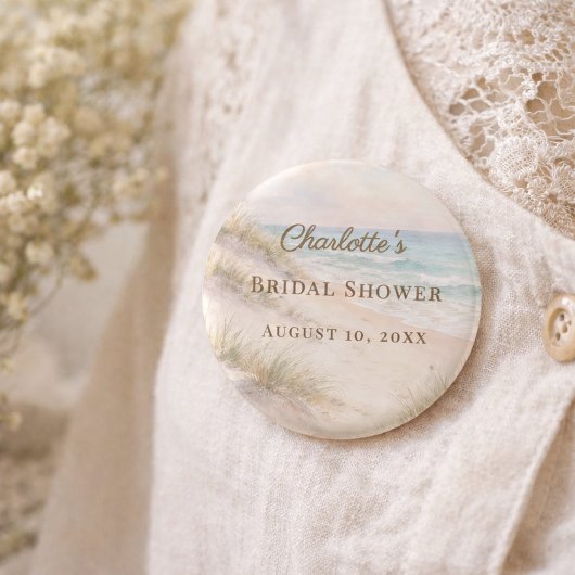 Badge Rond 5 Cm Bridal Shower beach coastal elegant