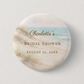 Badge Rond 5 Cm Bridal Shower beach coastal elegant (Devant)