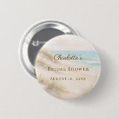 Badge Rond 5 Cm Bridal Shower beach coastal elegant (Devant & derrière)