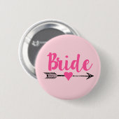 Badge Rond 5 Cm Bride|Bride l'équipe|Rose (Devant & derrière)