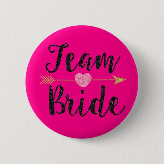 Badge Rond 5 Cm Bride d'équipe|Rose chaud (Devant)