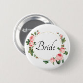 Badge Rond 5 Cm Bride rose rose vif (Devant & derrière)