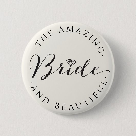 Badge Rond 5 Cm Bride Script Diamond Chic Mariage fête nuptiale (Devant)