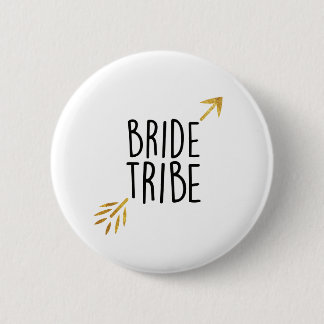Badge Rond 5 Cm {Bride Tribe} Noir & Or