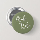 Badge Rond 5 Cm Bride Tribe Sage Green White Wedding (Devant & derrière)