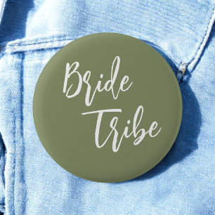 Badge Rond 5 Cm Bride Tribe Sage Green White Wedding