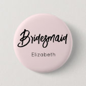 Badge Rond 5 Cm Bridesmaid Blush Pink Black Mariage (Devant)