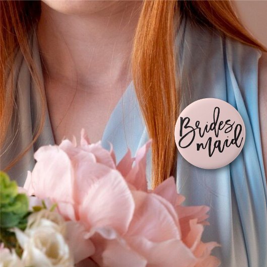 Badge Rond 5 Cm Bridesmaid Brush Script Chic Mariage fête de marié