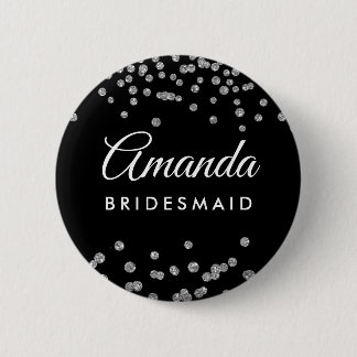 Badge Rond 5 Cm Bridesmaid Favoriser Parties scintillant Argent Co