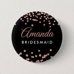 Badge Rond 5 Cm Bridesmaid Favoriser Rose Gold Parties scintillant
