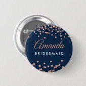 Badge Rond 5 Cm Bridesmaid Favoriser Rose Gold Parties scintillant (Devant & derrière)