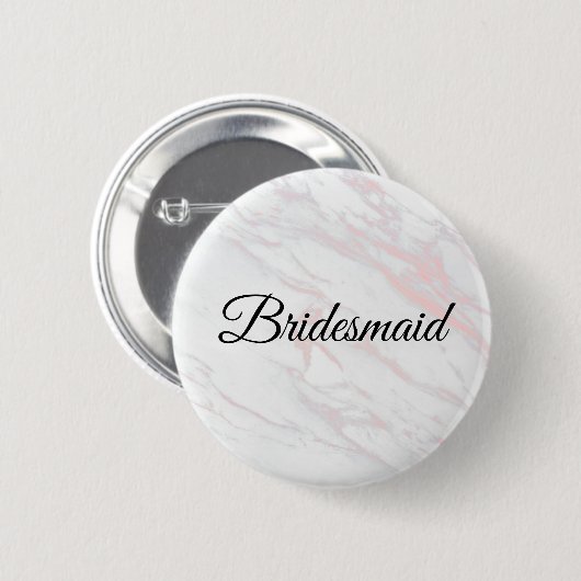 Badge Rond 5 Cm Bridesmaid moderne en marbre rose et gris (Devant & derrière)