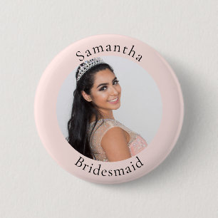 Badge Rond 5 Cm Bridesmaid rose or blush photo nom