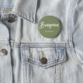 Badge Rond 5 Cm Bridesmaid Sage Green Mariage blanc (En situation)