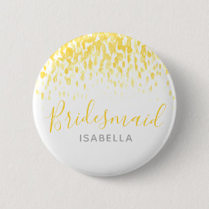 Badge Rond 5 Cm Bridesmaid soleil jaune abstrait mariage d'art
