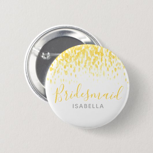 Badge Rond 5 Cm Bridesmaid soleil jaune abstrait mariage d'art (Devant & derrière)