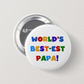Badge Rond 5 Cm Bright Colours World's Best Papa Tshirts and Gifts (Devant & derrière)