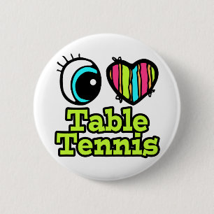 Badge Rond 5 Cm Bright Eye Heart I Love Table Tennis