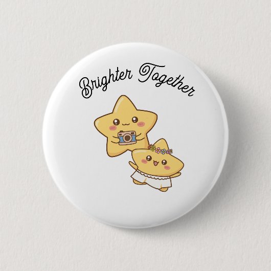 Badge Rond 5 Cm Brighter Together – Cute Couple Button Gift (Devant)
