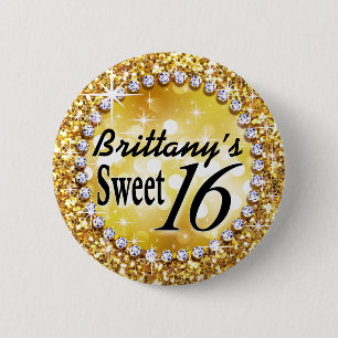 Badge Rond 5 Cm BRITE fascinant d'or de célébration du bonbon 16