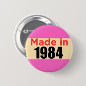 Badge Rond 5 Cm Broche d'anniversaire rétro 40e quarante ans 1984 (Devant & derrière)