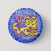 Badge Rond 5 Cm broche de chat de diamant (Devant)