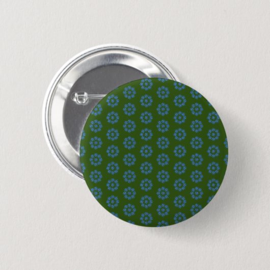Badge Rond 5 Cm Broche de conception florale bleu-vert/ (Devant & derrière)