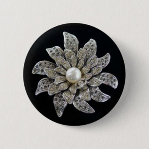 Badge Rond 5 Cm Broche de diamant et de perle